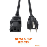 CableCreation [2-Pack] 1 Feet 18 AWG Universal Power Cord for NEMA 5-15P to IEC320C13 Cable, 0.3M / Black