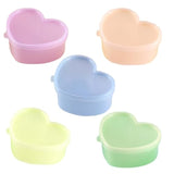 Set Of 5 Valentines Container, Plastic Heart Containers For Valentines Day, Heart Shaped Condiment Containers With Lids, Heart Shape Salad Dressing Food Dipping Sauce Cups For Bento Lunch Box