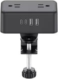 8 in 1 Desk Clamp Power Strip 4 AC Outlets 2 USB A 2 USB C 20W 6.6 Ft Cord