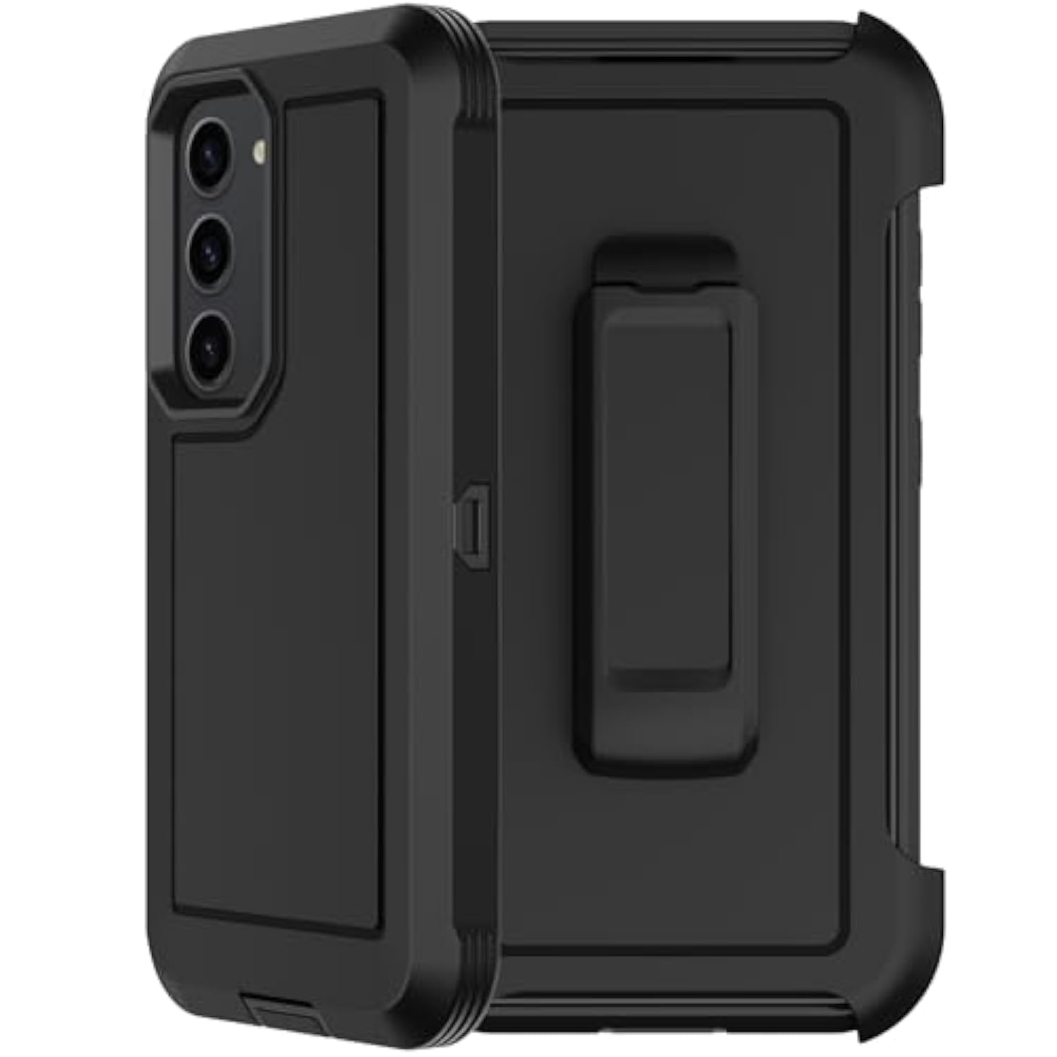 For Samsung Galaxy S23 Case With 2X Screen Protector, Dual Layer Bumper Cover With Belt Clip Holster & Kickstand, Full Body Heavy Duty Shockproof Phone Case For Galaxy S23 (Black)