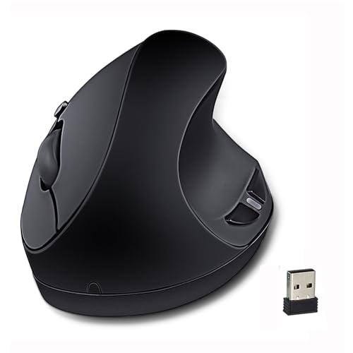 Ergonomic Wireless Mouse,Vertical Mouse 2.4Ghz Optical Mice With Adjustable Dpi For Carpal Tunnel Right Hand,Black