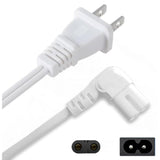 12Ft Tv Power Cord Right Angle - [Ul] Non Polarized L Shaped 2 Prong Nema1 15P To Iec C7 90 Deg Replacement For Sony Playstation Ps5 Xbox Series S X Figure 8 Lg Samsung Tv Power Cable - White