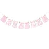 Pink Gingham Baby Dress Bodysuit Banner Floral Bow Baby Shower Decor