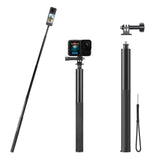 53" Invisible Selfie Stick For Insta360 X5 X4, Extended Monopod Pole Heavy Duty Solid Compact For Dji Osmo 360, For Insta 360 X5 X4 X3 X2 X Accessories (With Go Pro Adapter And Wrist Strap)
