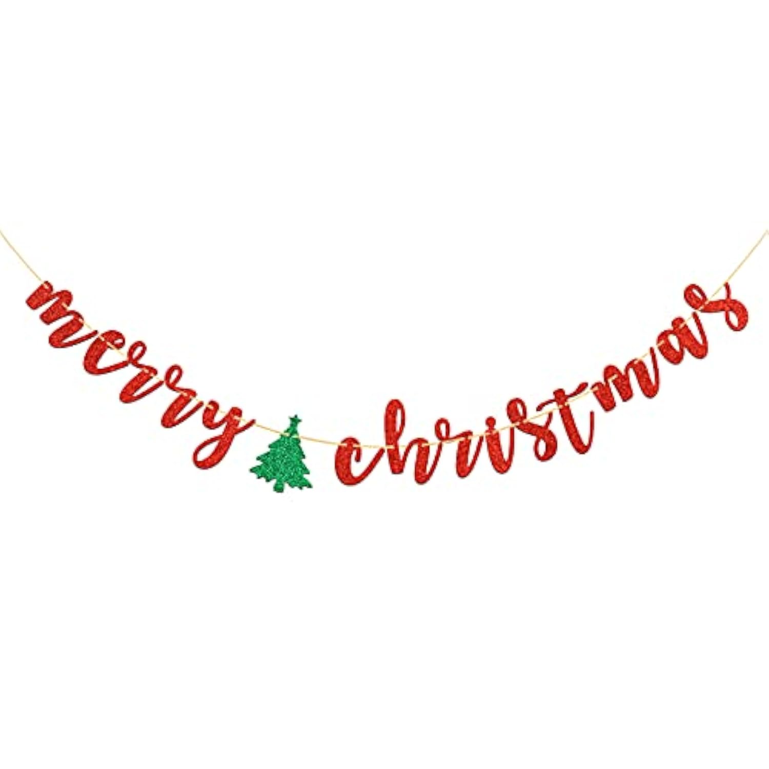 Red Glitter Merry Christmas Banner Holiday Party Decoration