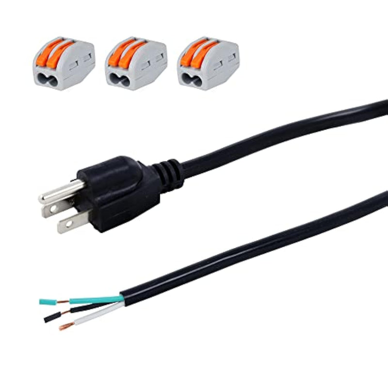 16 Gauge Power Cord Pigtail 16Awg Replacement Power Cord Open End 3 Wire Nema 5-15P Plug 3 Prong 6 Feet Heavy Duty Sjt Power Supply Ac Cable 120V, 13A, 1625W