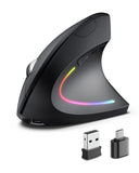 Ergonomic Wireless Rechargeable Mouse, Bluetooth+Usb A+Type C(3 In 1) Connection, 5 Levels Up To 4800 Dpi, 6 Silent Buttons, 2.4Ghz Carpal Tunnel Vertical Mice, For Laptop, Desktop,Macbook-Black