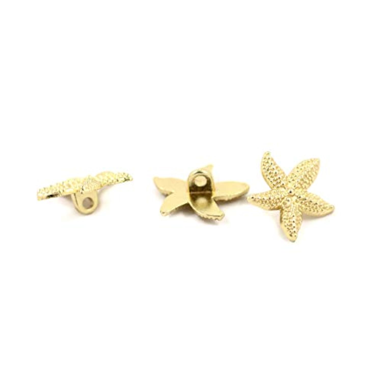12 Pieces Starfish Light Gold Metal Shank Buttons 19Mm (Light Gold)