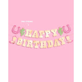 Western "Happy Birthday" gold foil banner, 4.5ft, for cowgirl and rodeo-themed parties