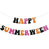Happy Summerween Banner Summer Halloween Ghost Birthday Party Decorations