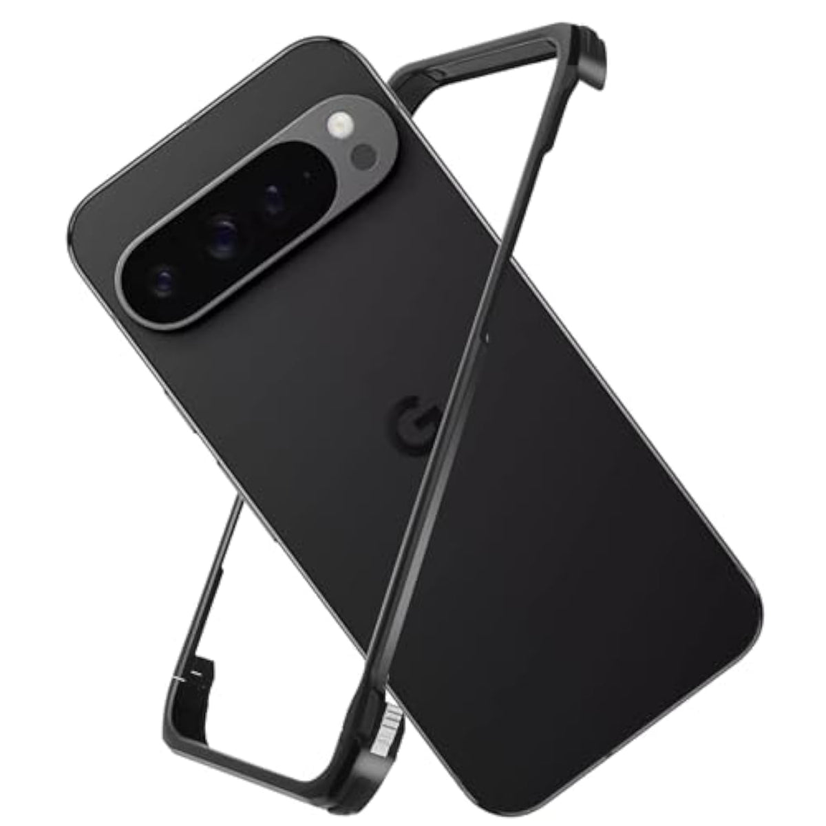 For Pixel 10 Pro Xl Metal Bumper Case Frameless, Slim Fit No Back [Compatible With Pixelsnap & Magsafe] No Frame Backless Metal Bumper 4 Corners Shockproof (Black)