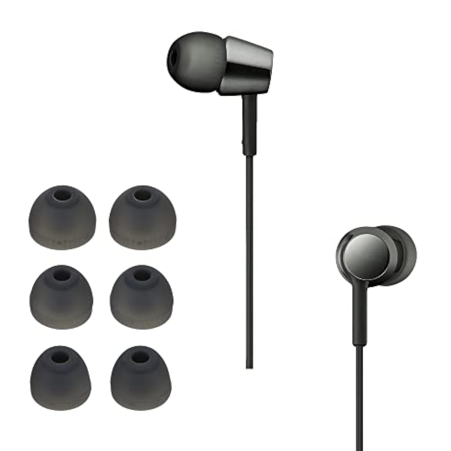 kwmobile 6X Replacement Ear Tips Compatible with Sony WI-C300 / WI-C400 / MDR-XB55AP / MDR-EX155AP - Silicone Tips for Earphones - Grey