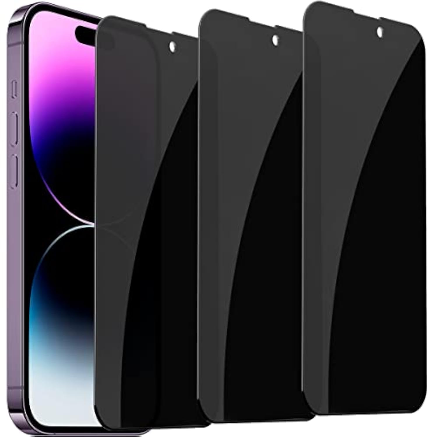 iPhone 14 Pro Max 6.7 Inch Privacy Screen Protector 3-Pack Anti-Spy 9H Glass