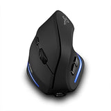 Wireless Ergonomic Mouse,2400 Dpi (3-Level Adjustable),Rechargeable Vertical Mouse For Reduced Wrist Strain,Led Lighting,2.4G With Usb Receiver,Optical Portable Mice For/Laptop/Pc (Black)