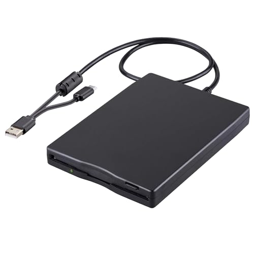 Floppy Disk Reader, 3.5 Inch External Usb & Type-C 1.44Mb Fdd Floppy Disk Drive For Windows 11/10/8/7/2000/Xp, Vista, Pc, Laptop And Desktop, Plug And Play, Black