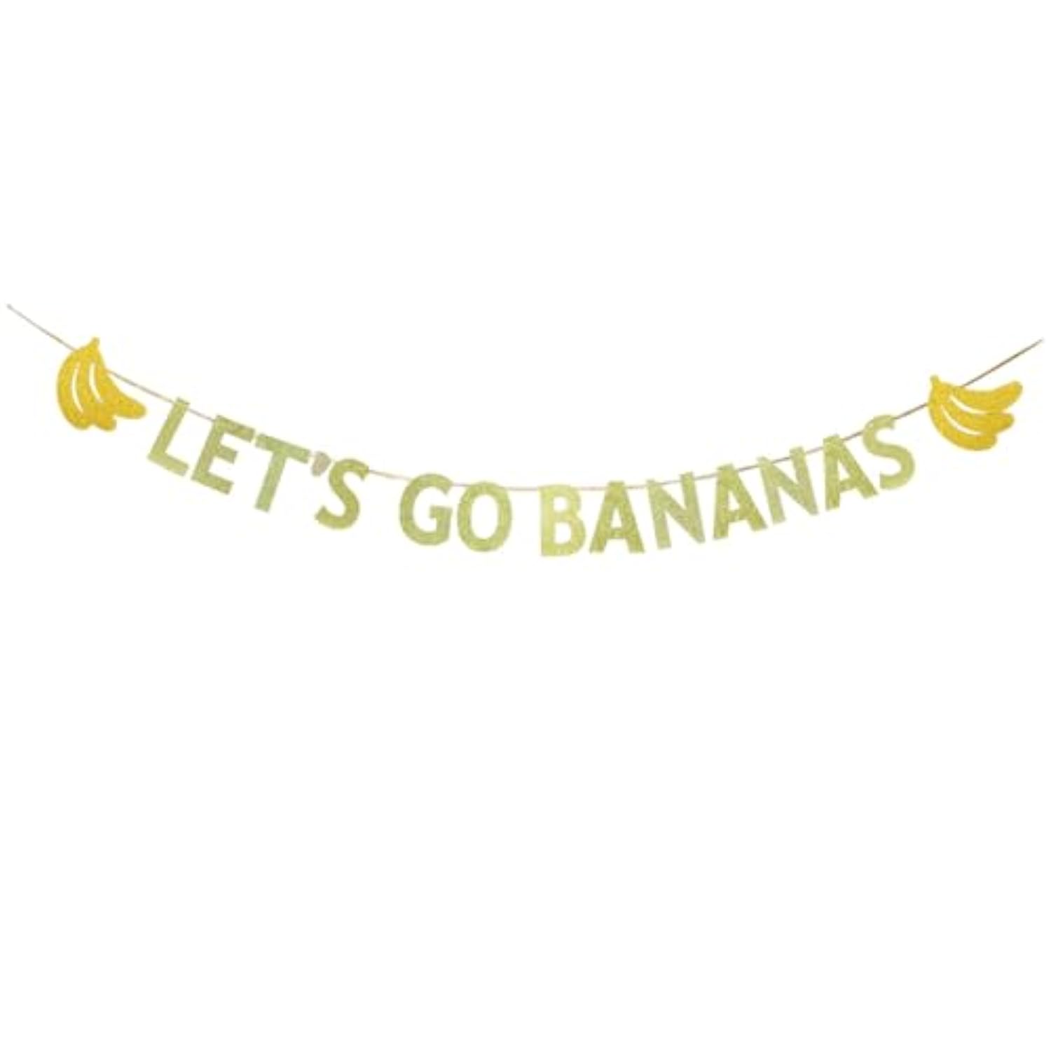 Lets Go Bananas Letter Banner, Twotti Frutti Decorations, Banana Theme Birthday Banner For Fruit Party Decor, Gold Glitter