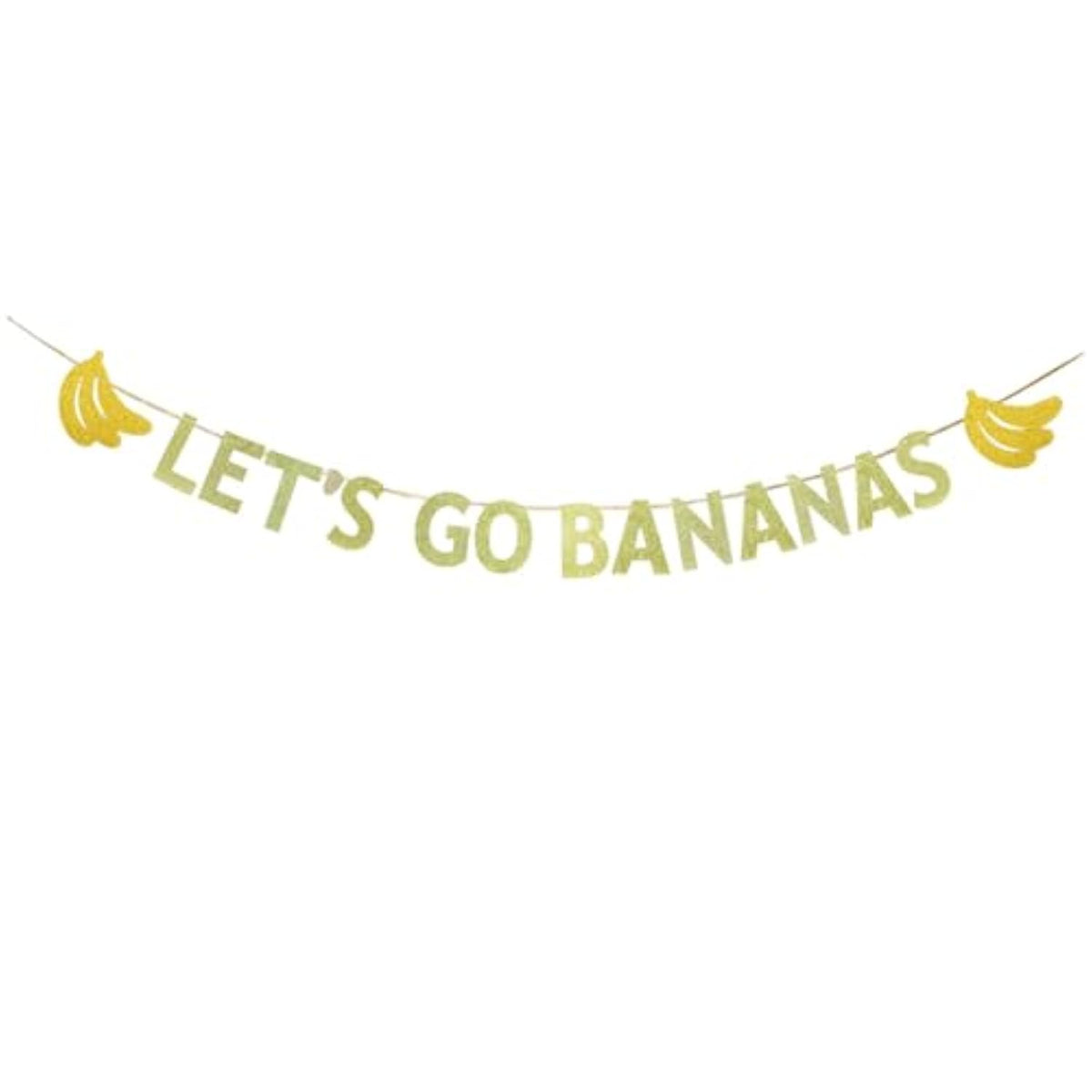 Lets Go Bananas Letter Banner, Twotti Frutti Decorations, Banana Theme Birthday Banner For Fruit Party Decor, Gold Glitter