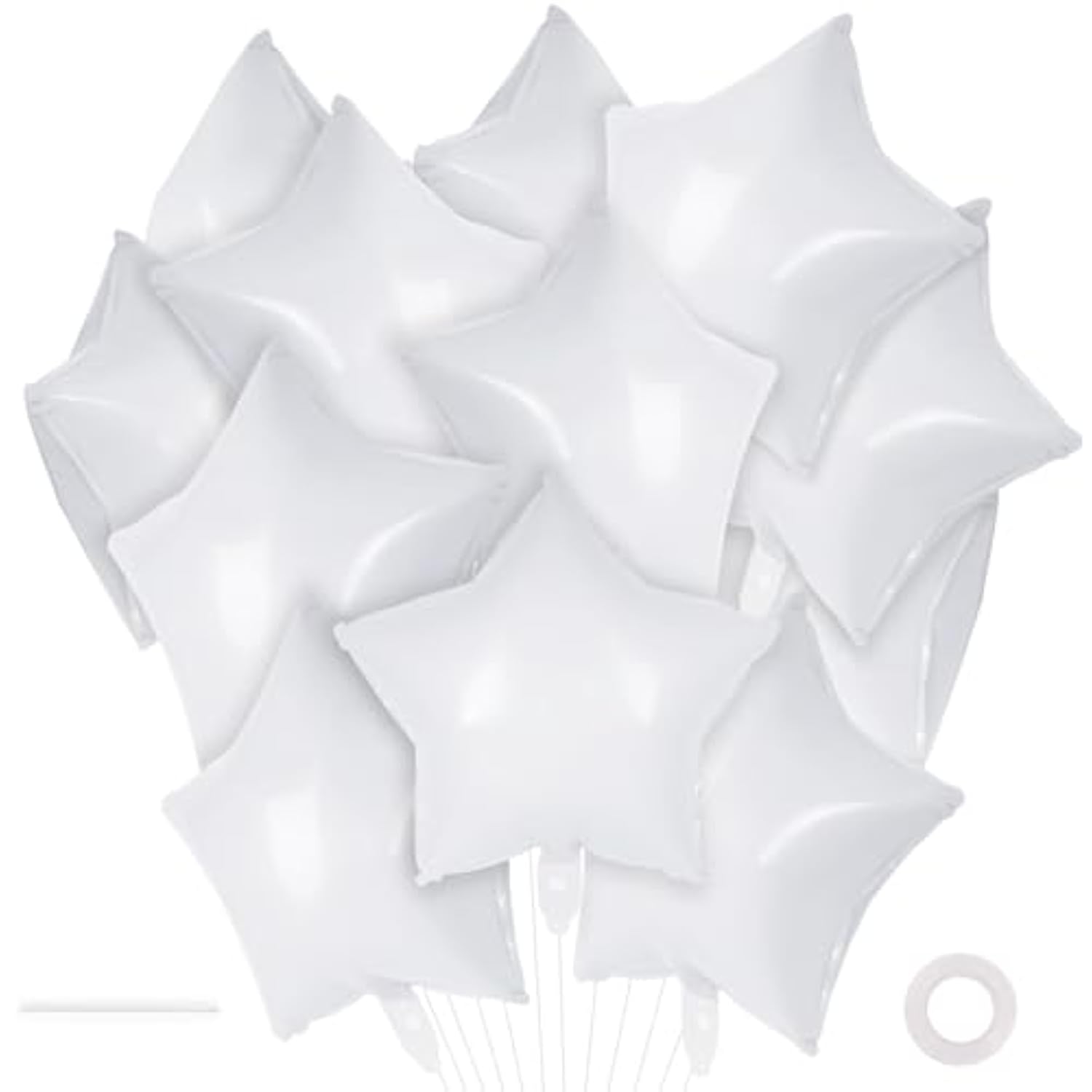 20 Pcs Star Balloons,18 Inch White Star Foil Balloons,Stars Shaped Balloon Mylar Helium Balloon For Birthday Party Anniversary Wedding Baby Shower Decorations (White)