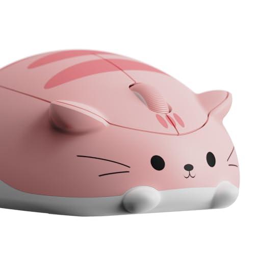 Cat Theme Wireless Gaming Mouse Pink, Tri-Mode Mouse Bt3.0/Bt5.0/2.4G, Cute Optical Cordless Cartoon Mice For Computer/Laptop/Desktop/Pc, Compatible With Mac/Win (Pink Angie)