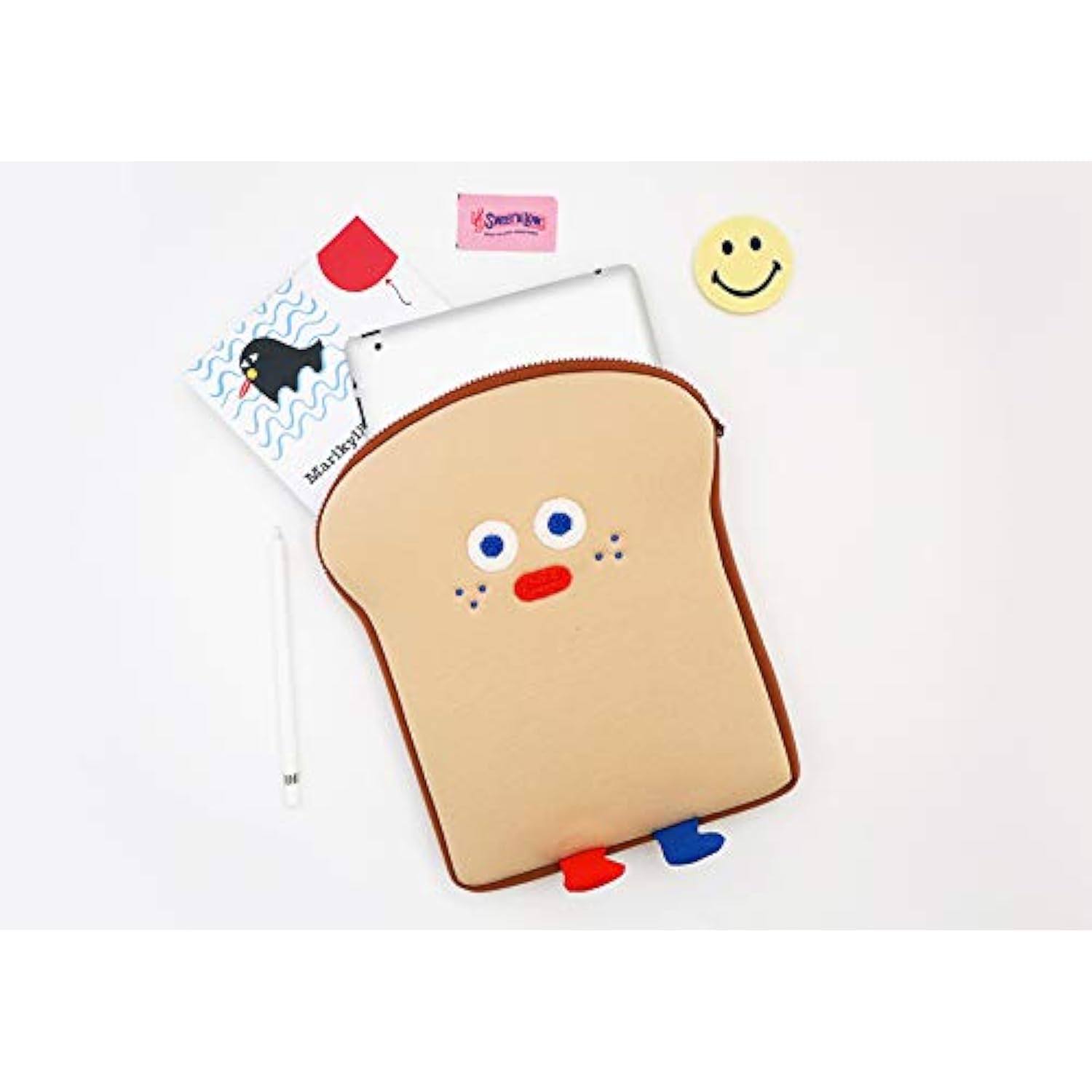 Cute Tablet Case For 9.7"-11" Shockproof Tablet Sleeve With Table Pencil Holder (Toast)