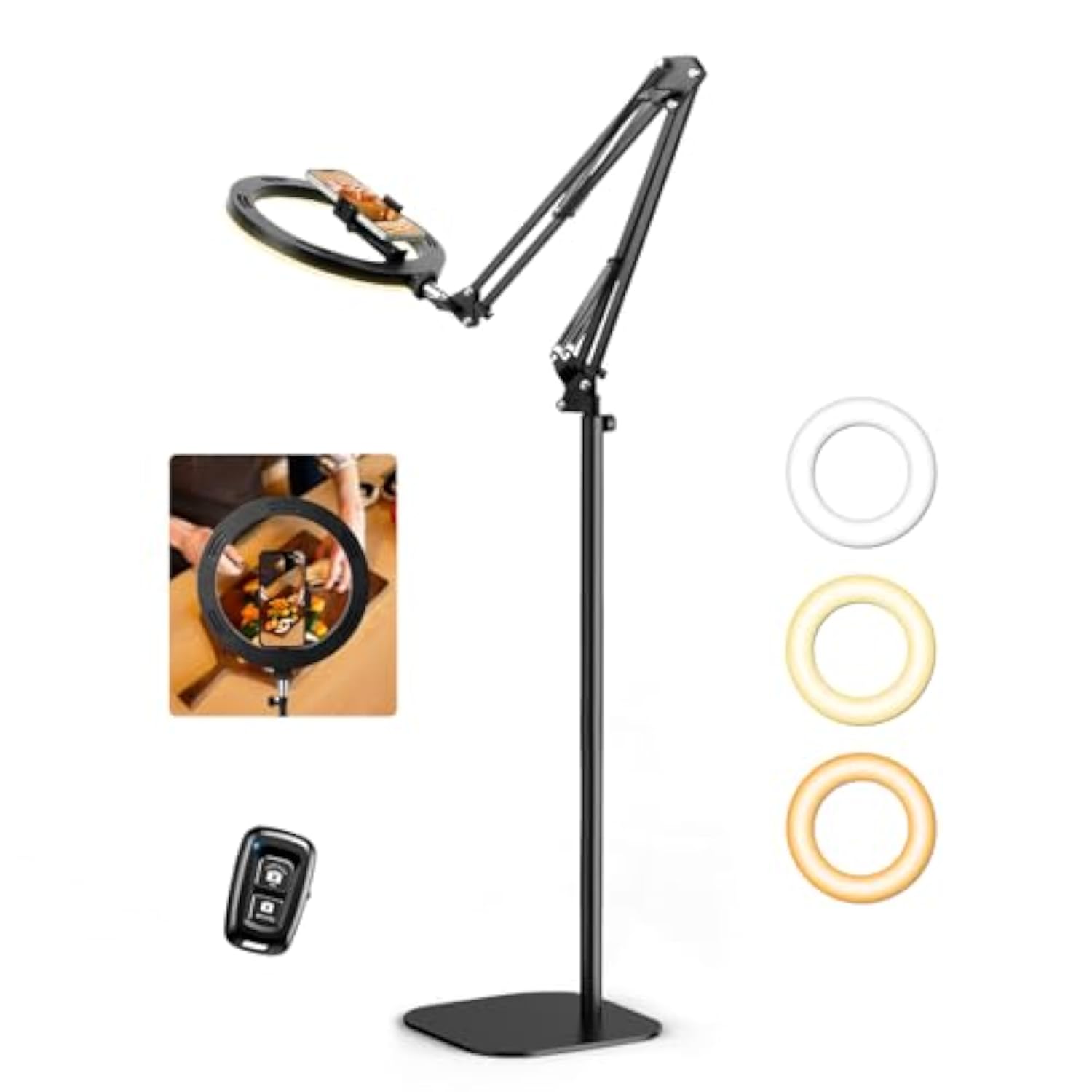 Newest Ring Light With Stand Overhead Phone Mount Holder, 10 Ring Light Tripod For Iphone, Selfie Light Phone Camera Stand For Video Recording,Photography, Streaming, Vlog, Tiktok,Youtube