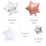 Rose Gold Star Foil Balloons, 15Pcs 18Inch White Silver Rose Gold Ball