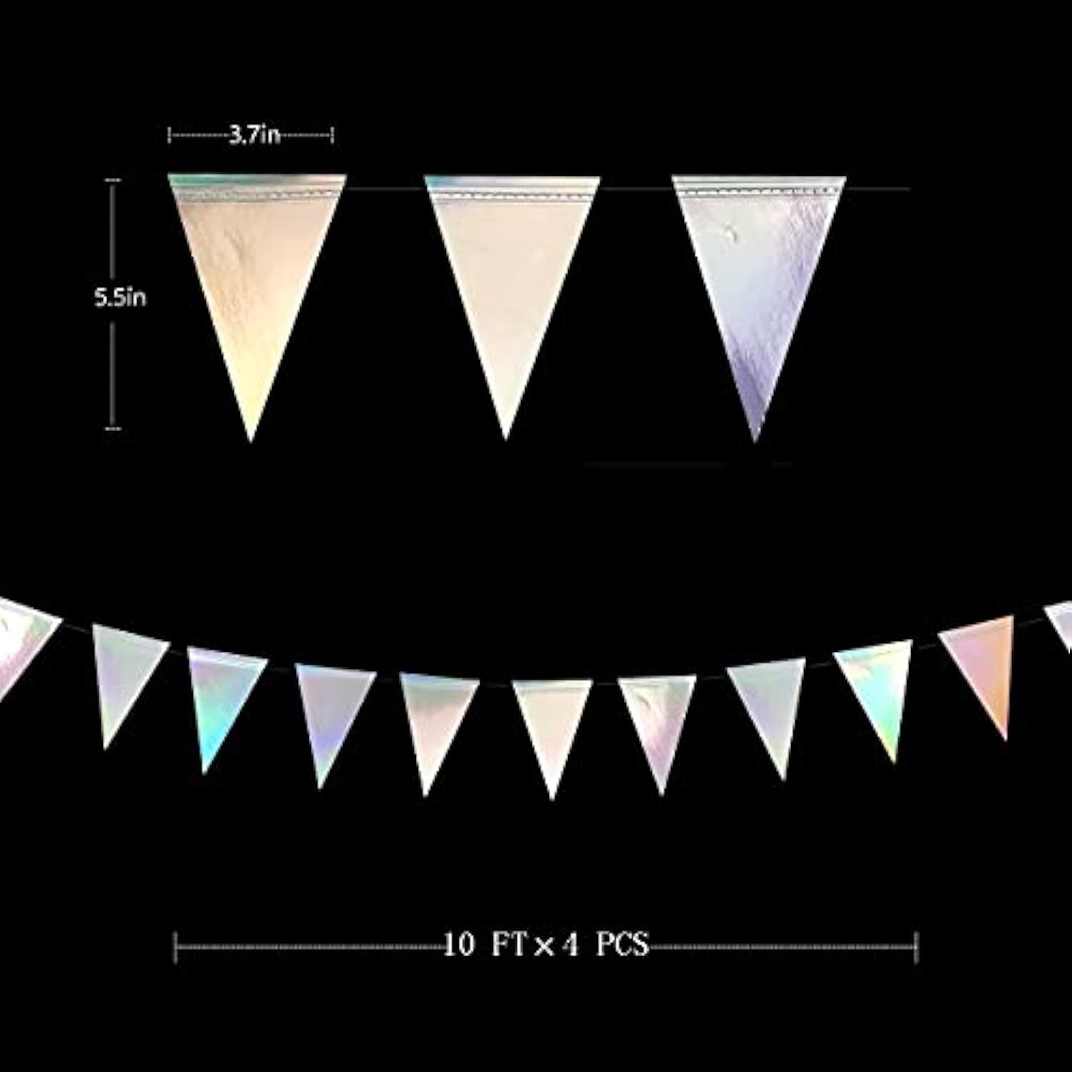 40 Ft Iridescent Triangle Banner Flag Double Sided Metallic Holographi