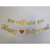 Happy Retirement Banner And We Will Miss You Banner For Retirement Party Decorations(Pre-Strung)