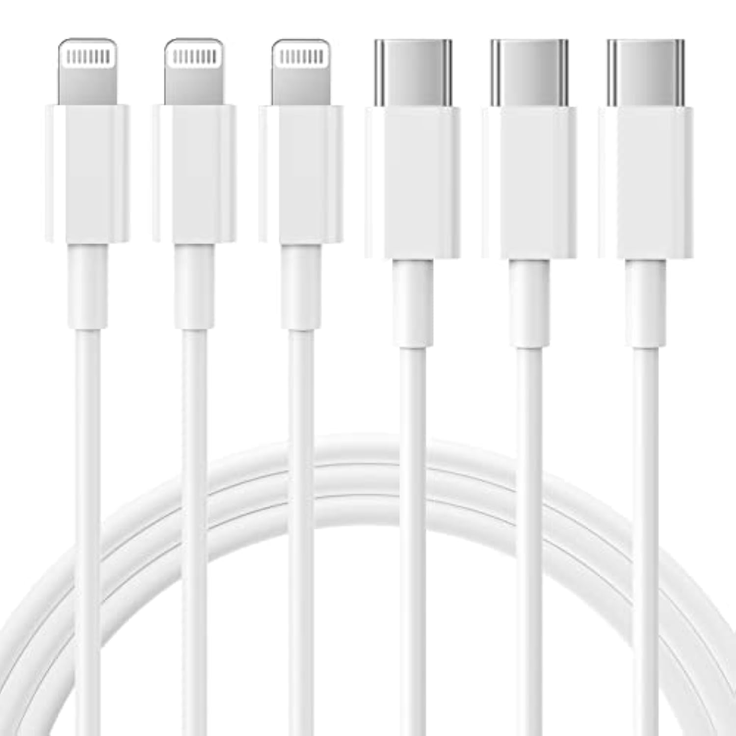 Usb C To Lightning Cable 3Pack 6Ft [Mfi Certified] Iphone Fast Charger Cable Usb-C Power Delivery Charging Cord For Iphone 14/13/12/11/Xs/Xr/X/8/Ipad, White