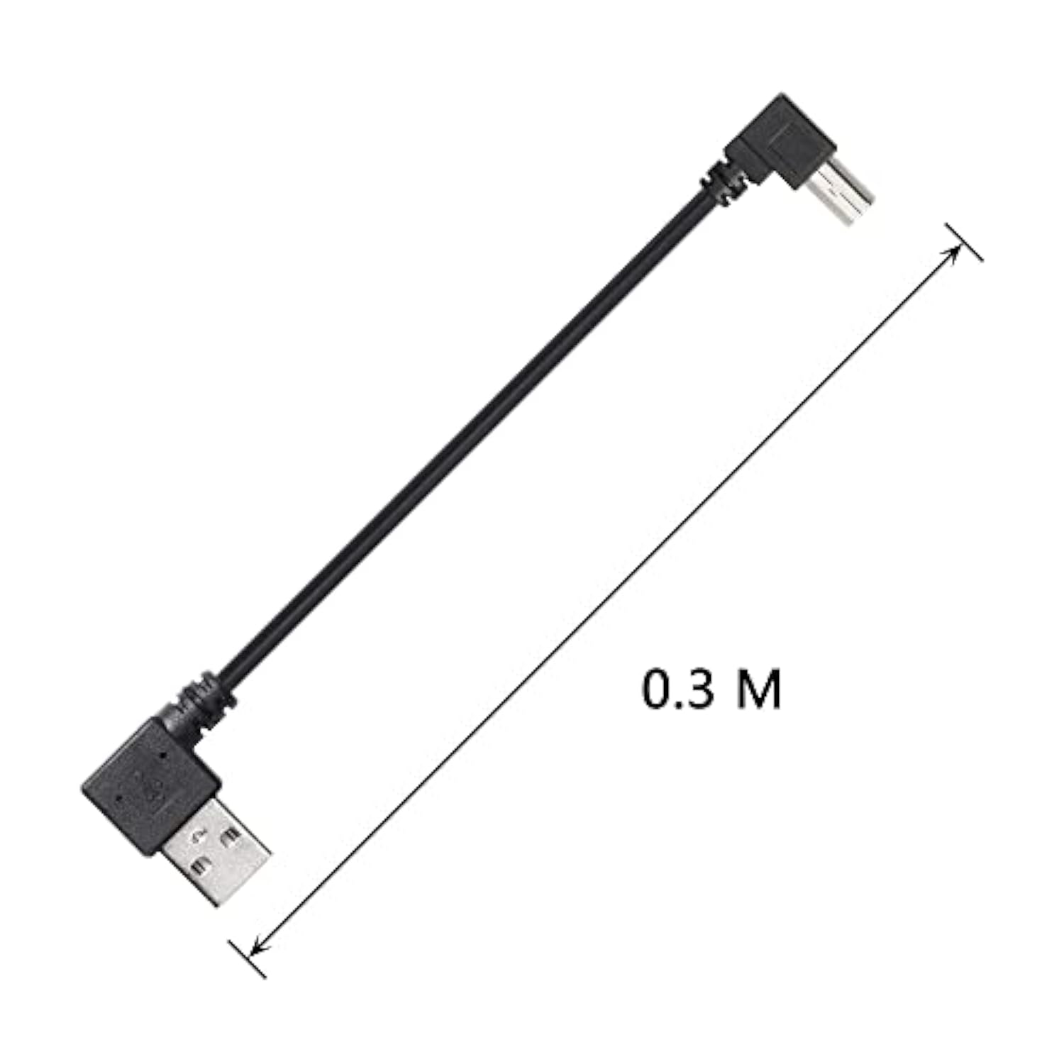 90 Degree Usb A To B Cable Printer Cable, 1Ft Left Angle Usb 2.0 Type A Male T