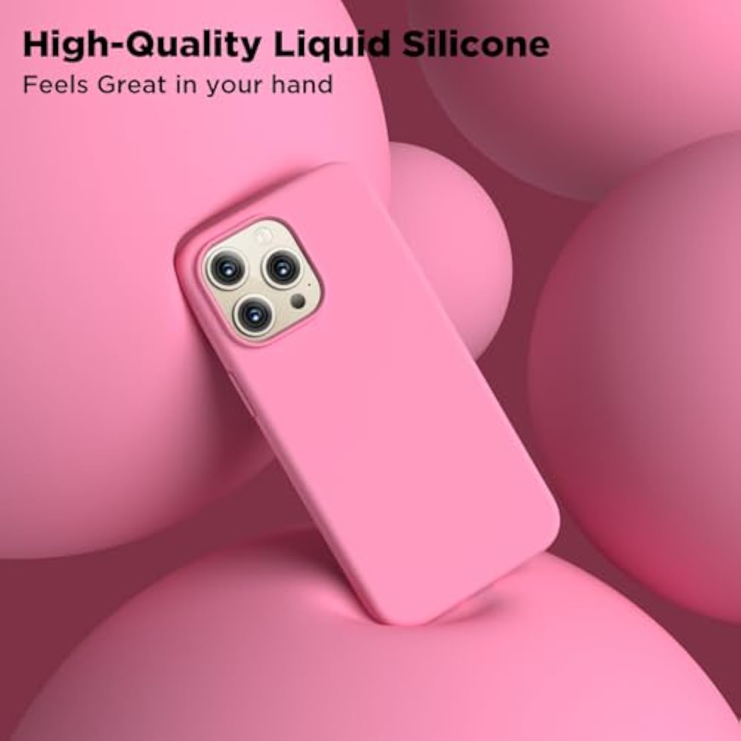Compatible With Iphone 15 Pro Max Case, Liquid Silicone Case, Full Body Shockproof Protective Cover Slim Thin Phone Case With Soft Anti-Scratch Microfiber Lining, 6.7 Inch- Tender Pink