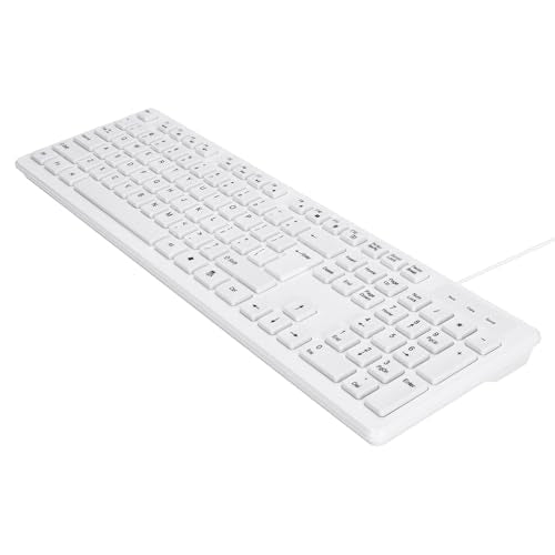 Mcsaite Wired White Usb 104 Keys Computer Keyboard With Stands,Waterproof - Us Layout Compatible For Windows, Pc, Laptop