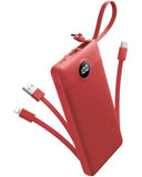 Portable Charger Power Bank, External Battery Pack with Cords Wires, Light 10000mAh Travel Essentials Battery Bank 5 Outputs 2 Inputs LED Display