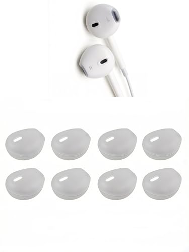 Ear Gel for iPhone EarPods, Anti-Slip Silicone Soft Replacement Sport Earbud Tips, 4 Pairs Ear Buds Covers Compatible with iPhone 7/6s/6