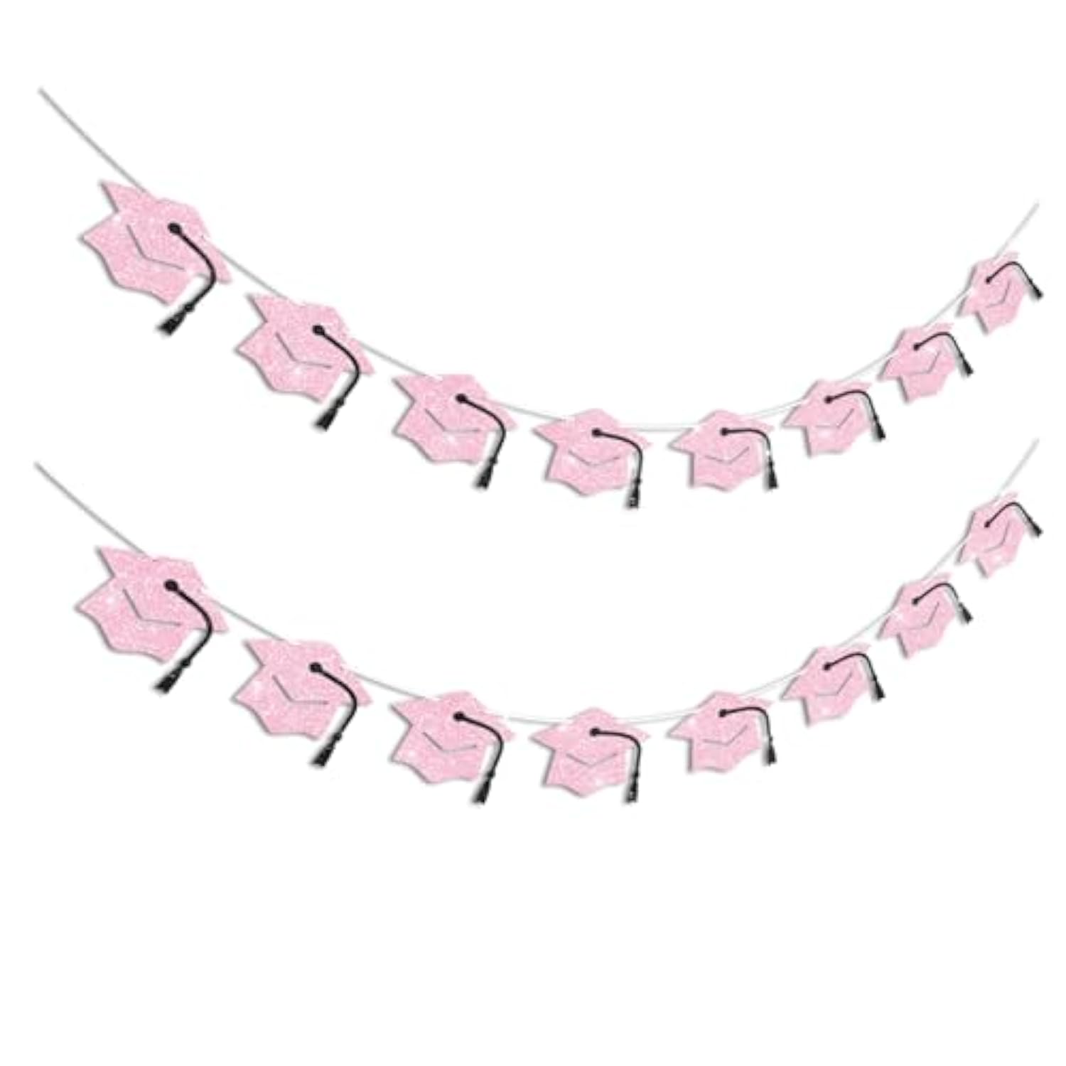 Graduation Decorations Class Of 2026 Pink Graduation Banner Glitter Pre-Strung Grad Cap Banner For 2026 Grad Decor Party Supplies