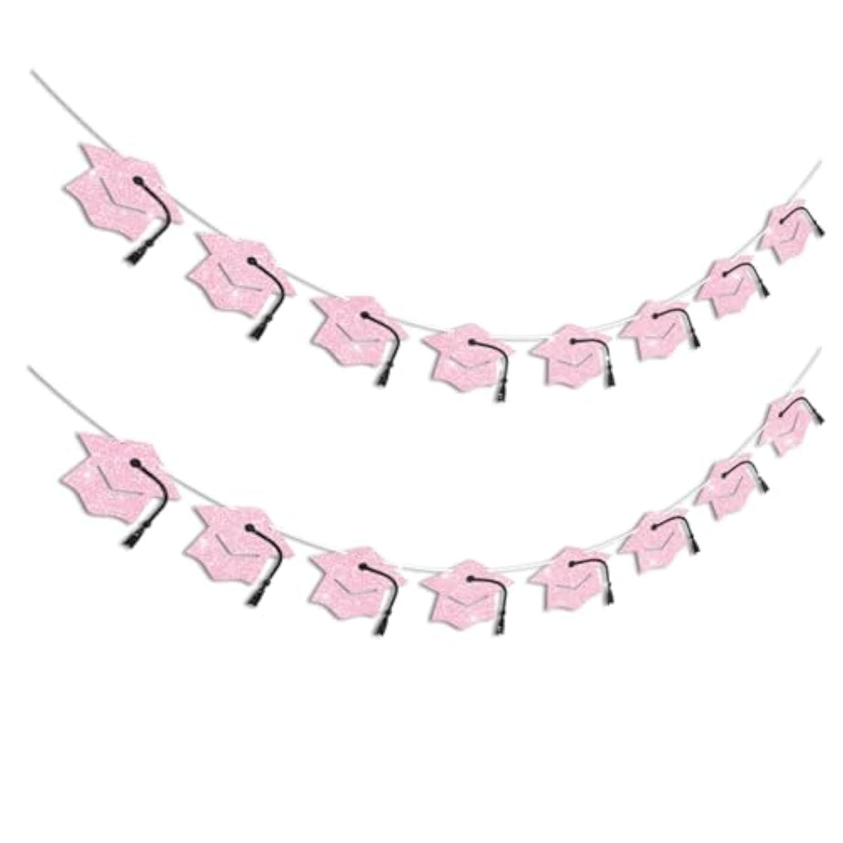 Graduation Decorations Class Of 2026 Pink Graduation Banner Glitter Pre-Strung Grad Cap Banner For 2026 Grad Decor Party Supplies