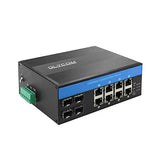 Network Switch 12Port Industrial Gigabit Ethernet With 8 Port Poe 4 Port Sfp 240W Din Rail Mounted Ip40 For Outdoor Use