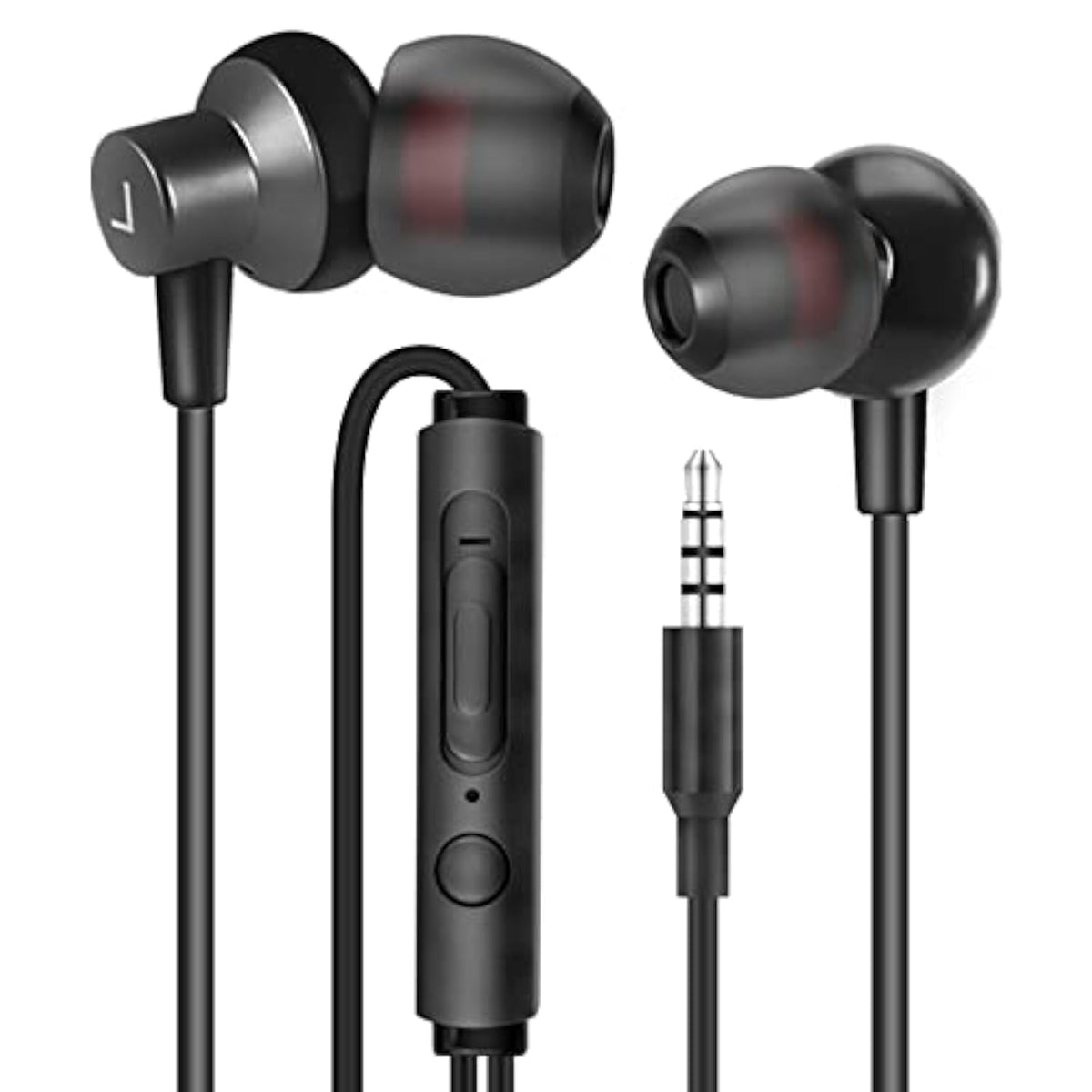 Wi7 Wired Headphones With Microphone - Earbuds Universal Compatibility With All 3.5Mm Devices- Earphones With Mic Compatible With Samsung