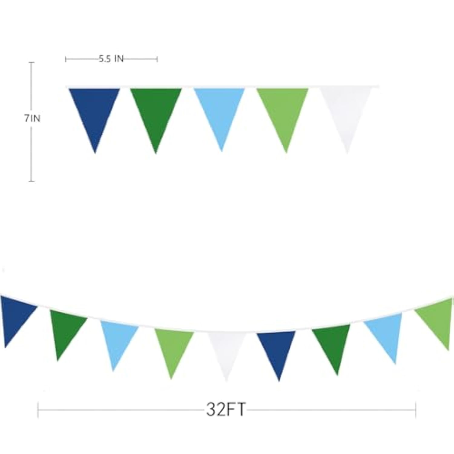 32ft Blue & Green Golf Party Triangle Banner for Birthday, Baby Shower & Events