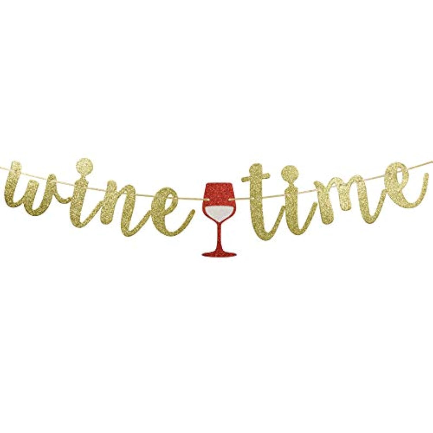 Glitter Wine Time Banner - Wine Tasting Party & Whisky Themed Birthday Party Decor