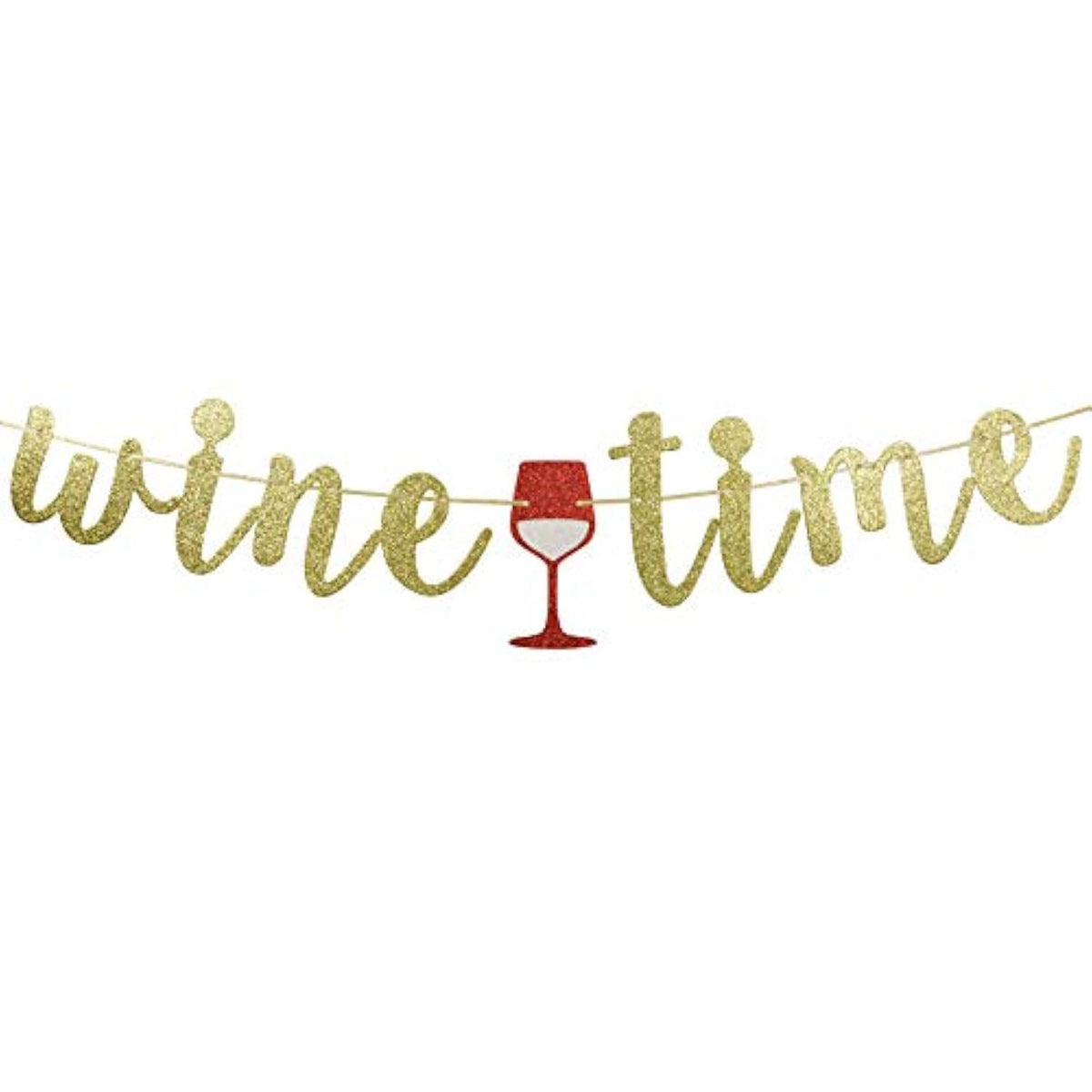 Glitter Wine Time Banner - Wine Tasting Party & Whisky Themed Birthday Party Decor
