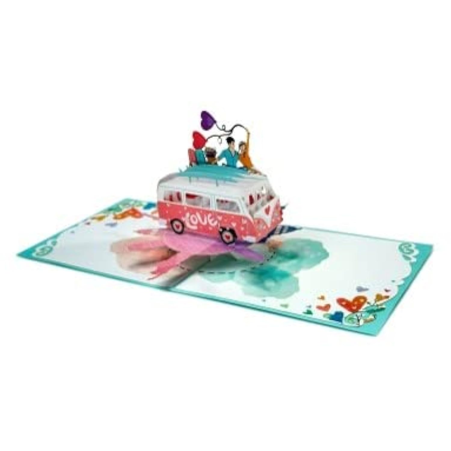 3D Pop Up Greeting Card – Romantic Love Van With Couple & Balloons, Handmade Paper Art, Valentine’S Day, Anniversary, Wedding & Engagement Gift With Envelope, L06