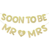 Soon To Be Mr & Mrs Banner For Bridal Shower Decorations Pre-Strung Gold Glitter Mr And Mrs Sign Garland For Wedding Engagement Bachelorette Party Decorations