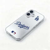 MLB Los Angeles Dodgers Shockproof Phone Case for iPhone 17, Silver-Plated Back with Raised Camera Protection, LA Dodgers Gift