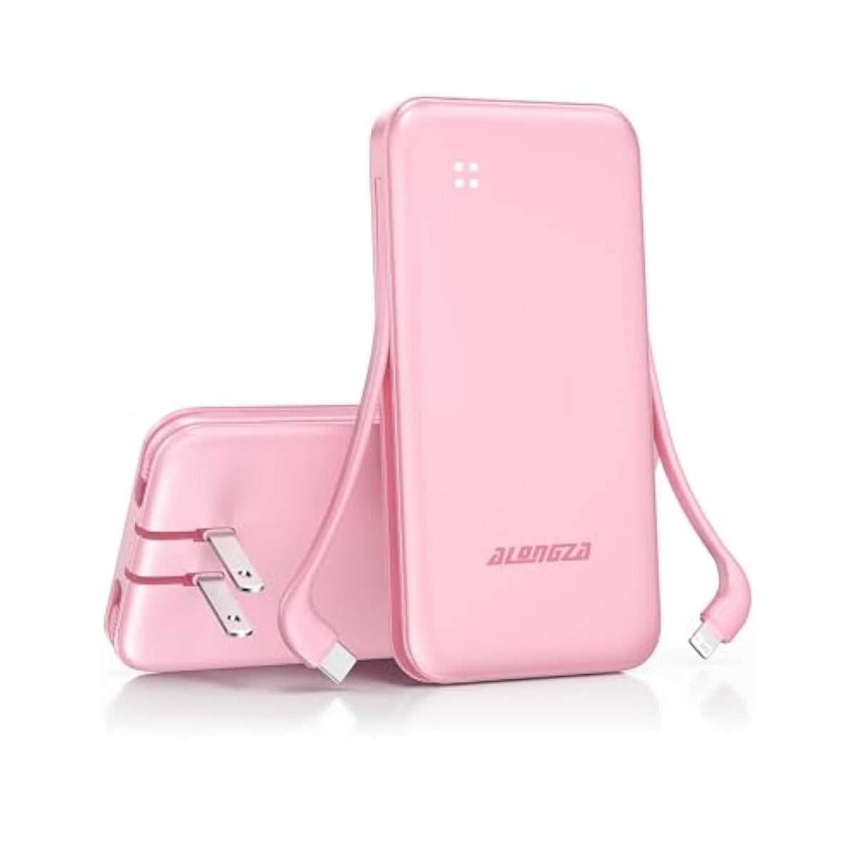 Portable Charger Built-In Cables And Ac Wall Plug, Slim Fast Charging Power Bank 10000Mah, Lightweight Usb C External Battery Pack Compact Travel Cell Phone Charger