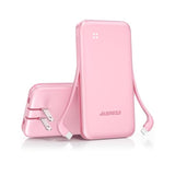 Portable Charger Built-In Cables And Ac Wall Plug, Slim Fast Charging Power Bank 10000Mah, Lightweight Usb C External Battery Pack Compact Travel Cell Phone Charger