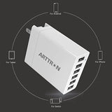 Usb Wall Charger Adapter, 40W 6-Port Foldable Wall Plug Multiport Charger For Iphone Ipad Tablets Smartphones, Home Office Use