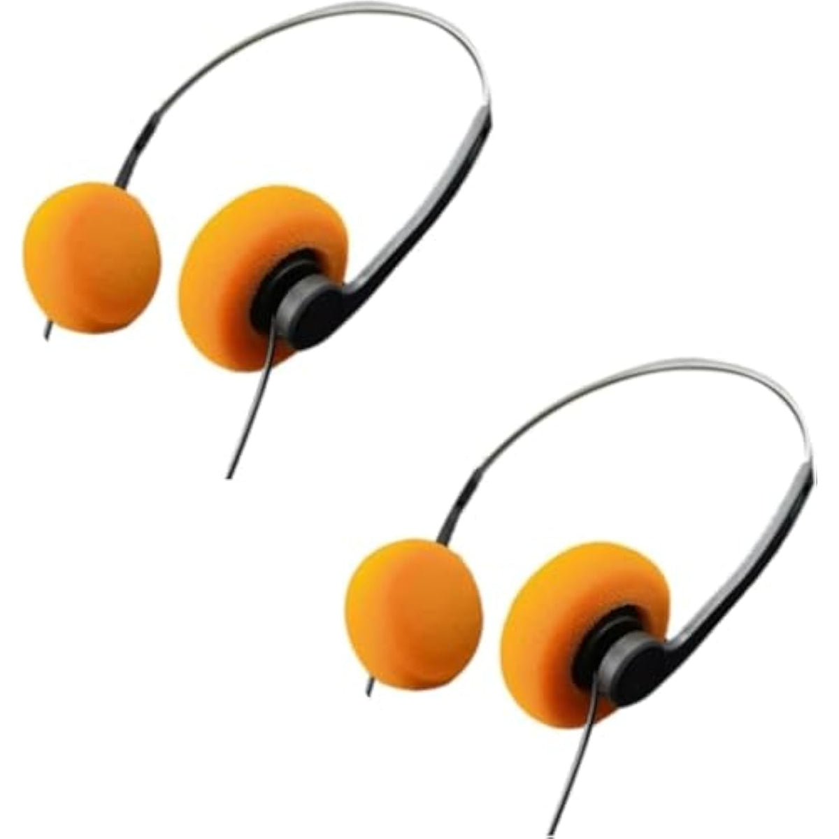 Orange Retro Headband Wired Headphones With Adjustable Headband, Mini Over-Ear Stereo Headphones, Lightweight, Fits Most Cell Phone Playback Devices (Pack Of 2)