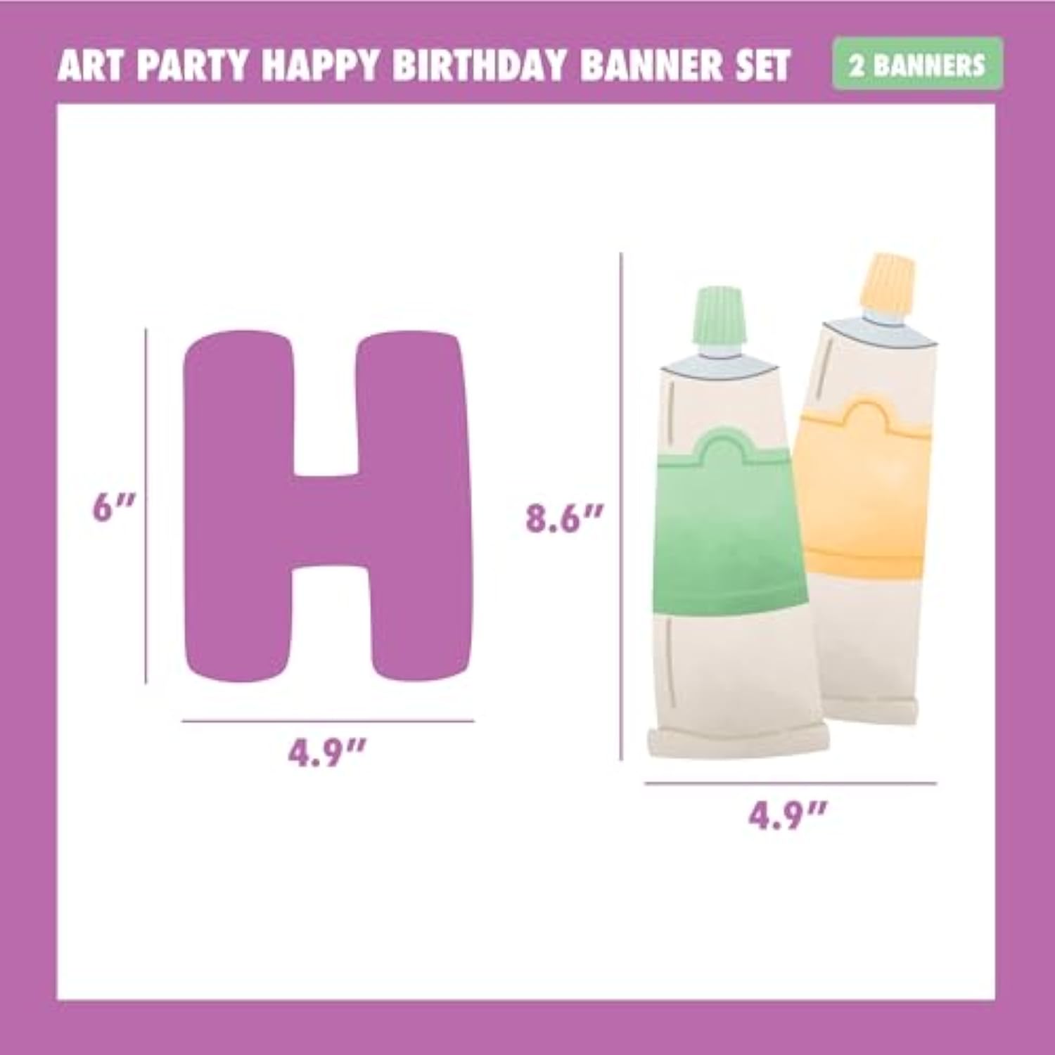 Art Party Banner Set with Happy Birthday & Paint-Themed Garland for All Ages