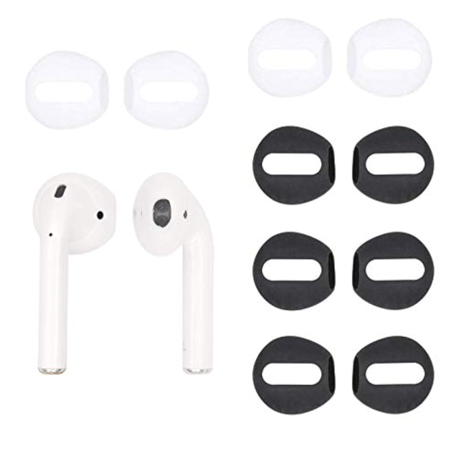 Fit In Case Earbud Covers Replacement For Airpods, Replacement Ultra Slim Ear Tips Earbud Covers Airpods Earbud Eartips, Fit In Charging Case, 6 Pairs, Black/White